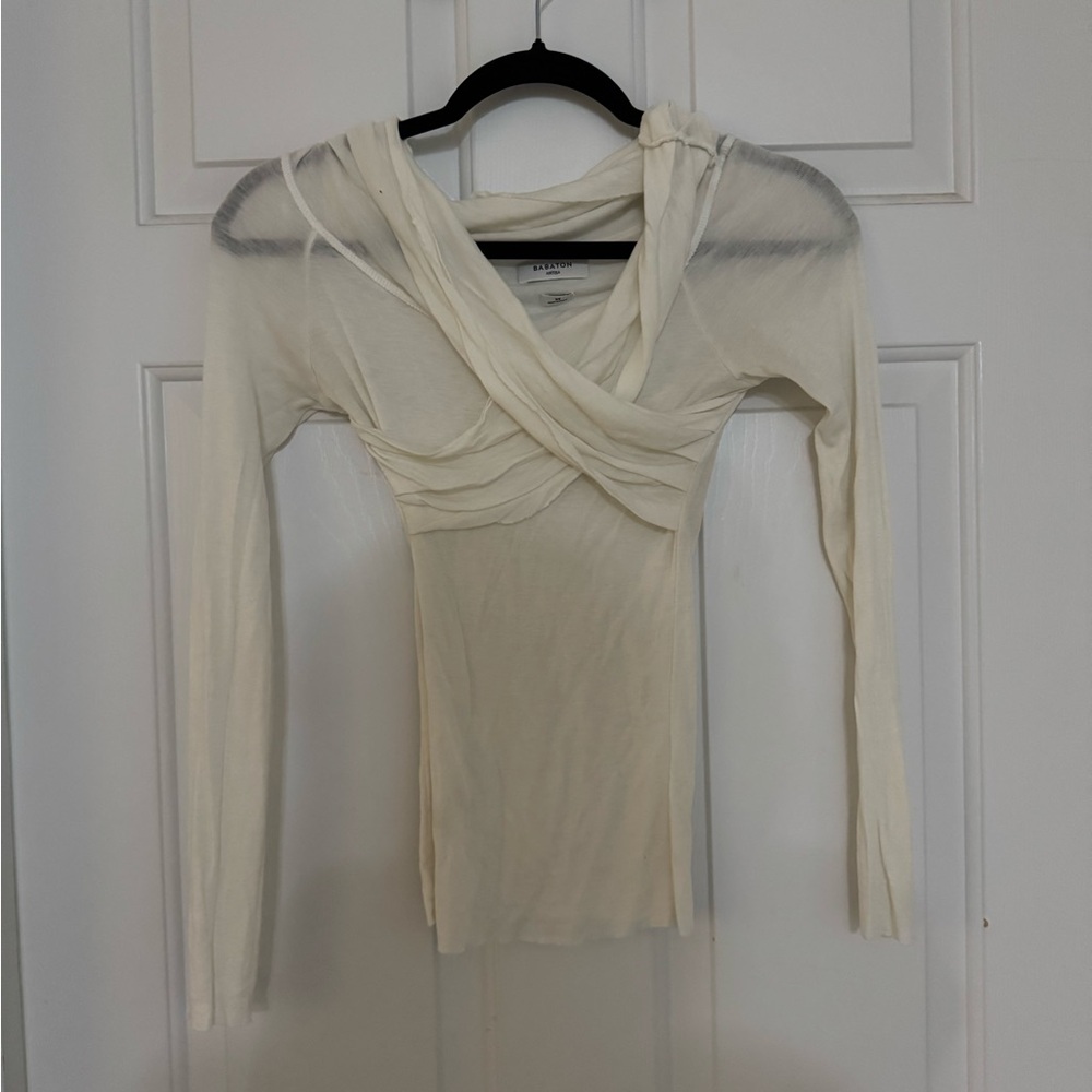 Babaton Cream Long Sleeve Wrap Top
